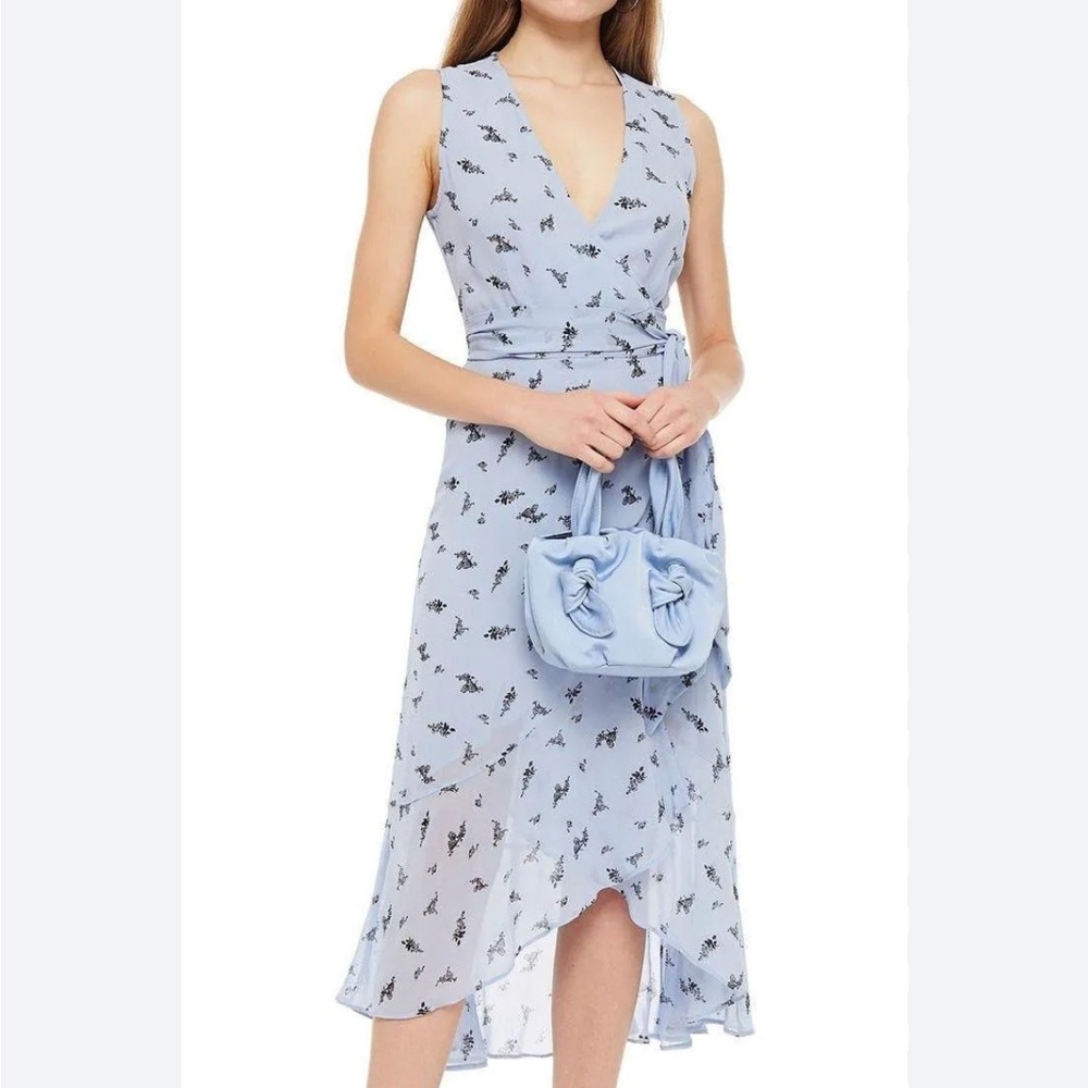 GANNI Ruffled floral-print georgette midi wrap dress New size 42/L